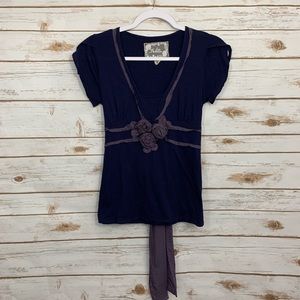 Anthropologie Deletta Purple Floral Tie Ba…